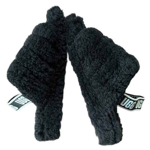 UGG Fluff Yeah Black Sheepskin Slingback Platform Slide Slippers – Size 9 - Picture 4 of 12